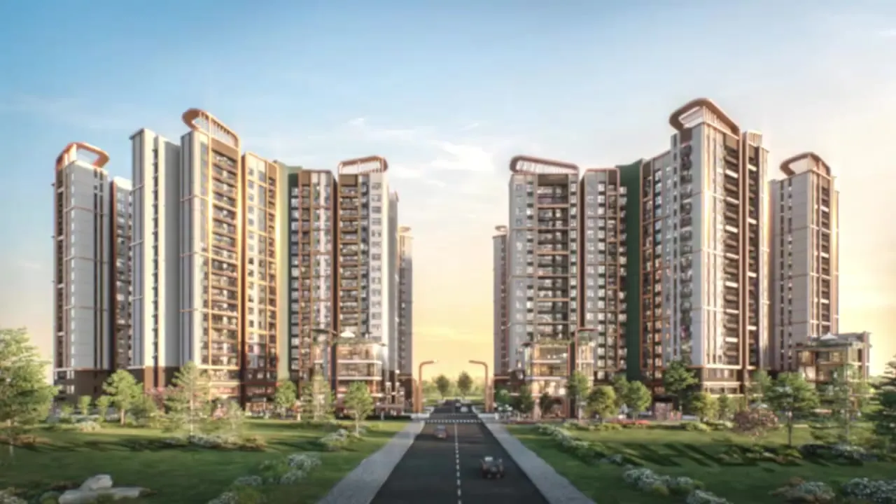Hai phân khu tháp căn hộ Norton Park hai bên trục đường vào dự án