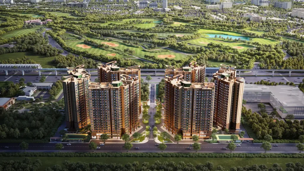 Phối cảnh tổng thể Norton Park, phía sau là sân golf Sông Bé