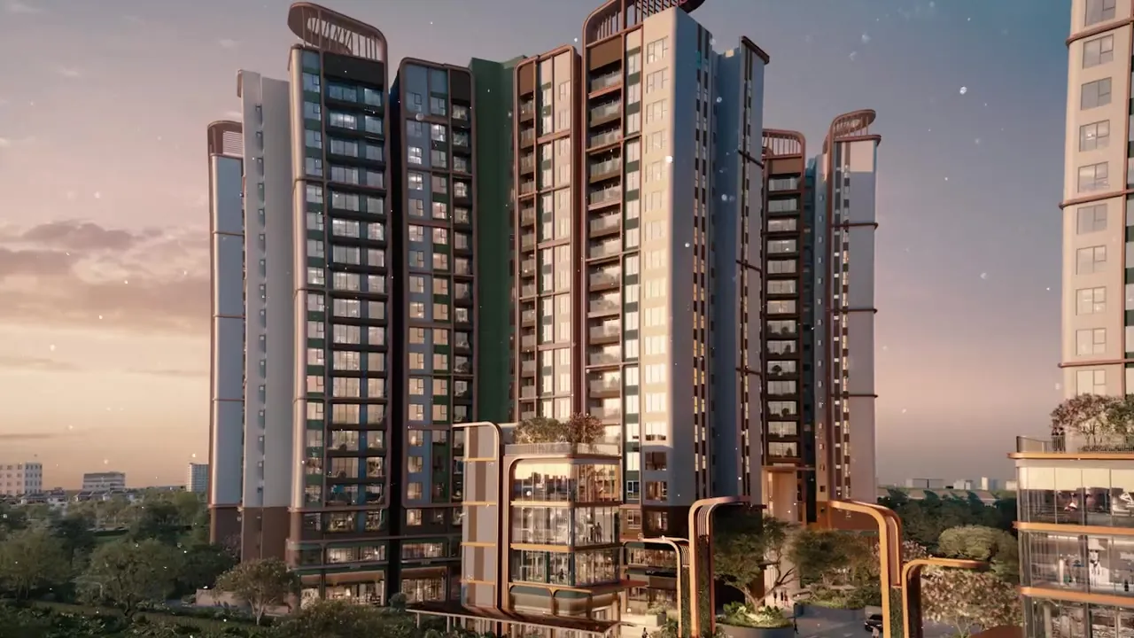 Cụm tháp căn hộ Norton Park với cầu nối trên cao